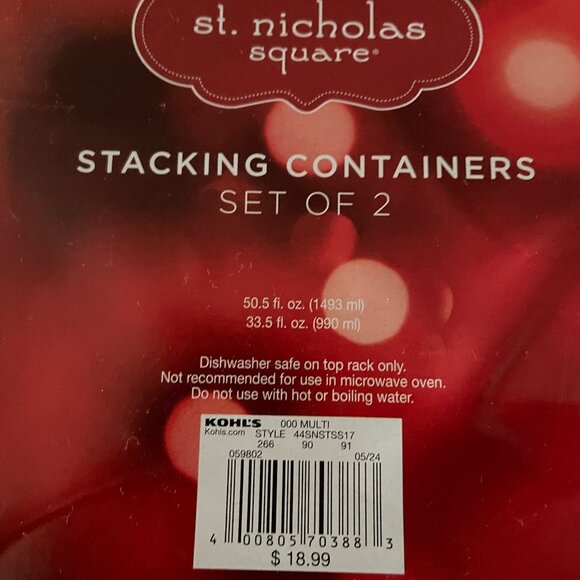 NWT SEALED Christmas Season Holiday Containers, set of 2 Stacking Containers - Picture 2 of 6